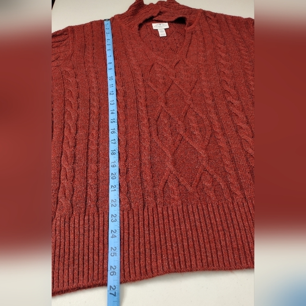 NWT St. John's Bay Rustic Brick Cable Knit Pullover Long Sleeve V-Neck Sweater - Picture 15 of 15